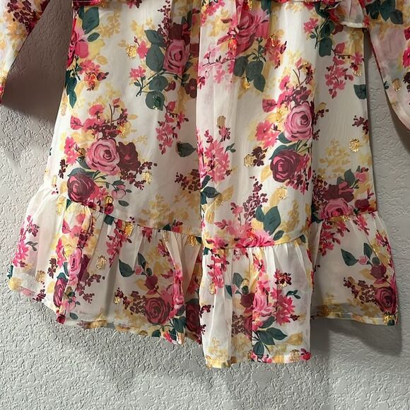 JANIE AND JACK Cream And Sugar Floral Floral Chiffon Dress, Magenta, Size 4 - Picture 5 of 11